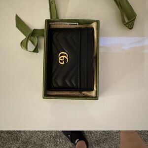 Authentic Gucci Black and Gold Card Holder